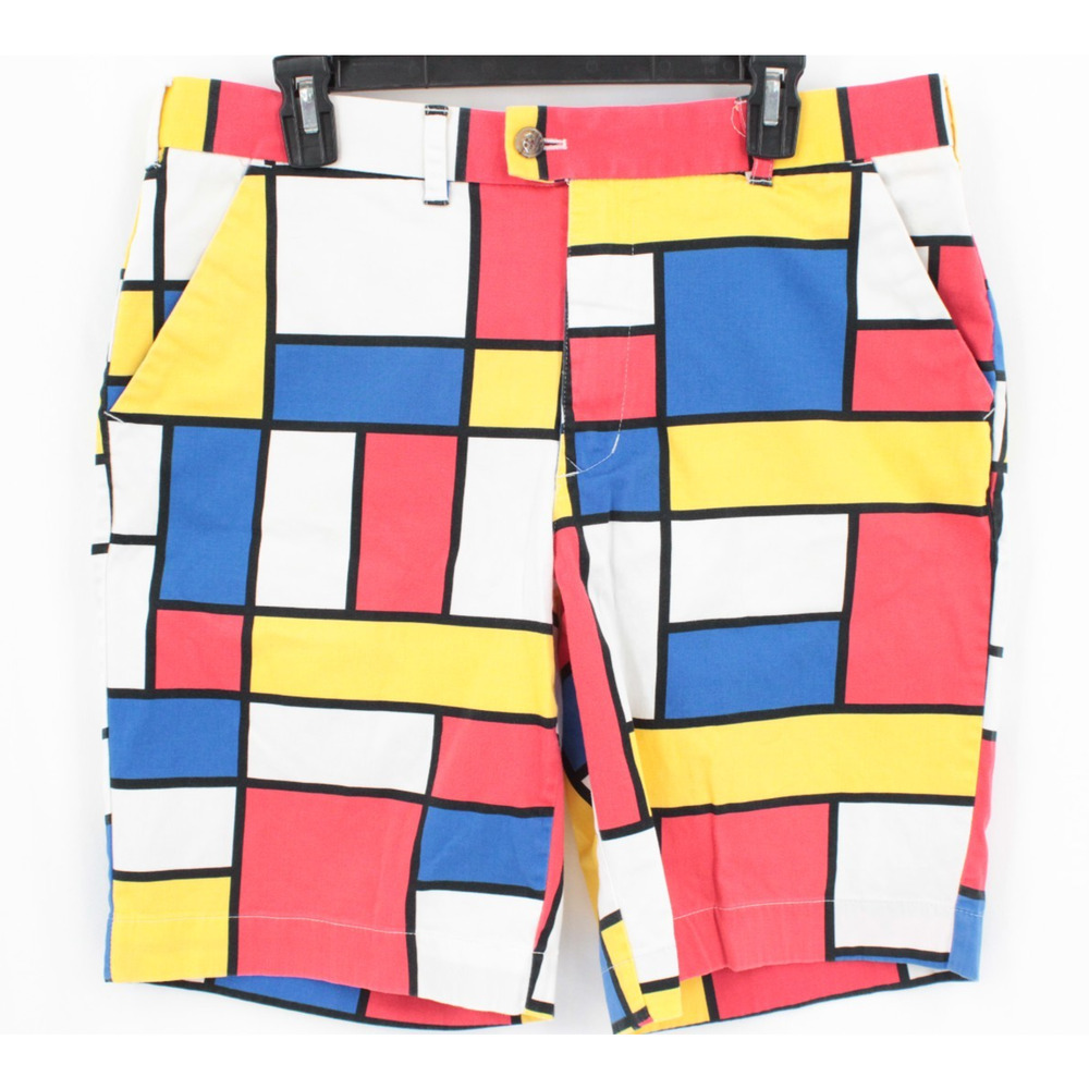 Loudmouth Golf Shorts Mens 36 Dutch Treat Print Loud Bold Dopamine Color block